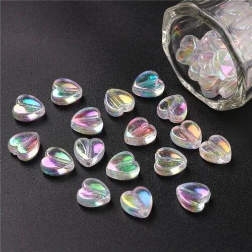 Julie Wang 100pcs 8mm Acrylic Heart Beads Transparent Heart Spacer Bead Bracelet Jewelry Making Accessory