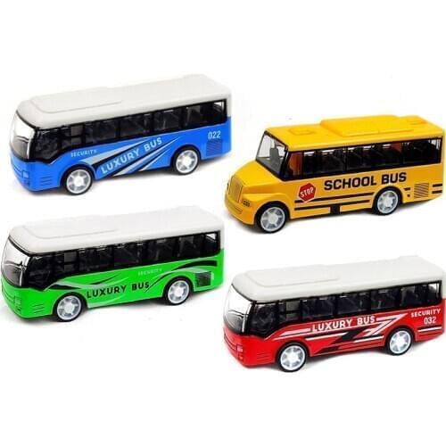 Kid Mini Simulation Pull Back School Luxury Bus Model Collectible Toy Home Decor Tabletop Ornaments Boy Birthday Gift