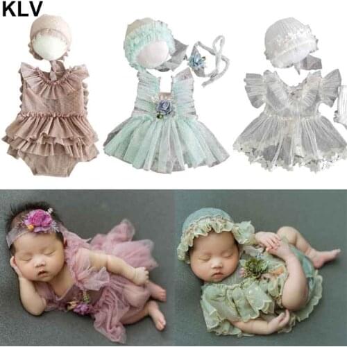 2-3Pcs Baby Hat+Romper Jumpsuit Newborn Photography Props Infants Photo Shooting Costume Outfits