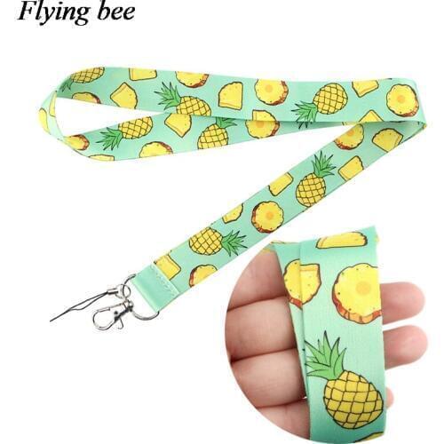 Flyingbee Pineapple Keychain Cartoon Cute Phone Lanyard Women Fashion Strap Neck Lanyards for ID Card Phone Keys X0652
