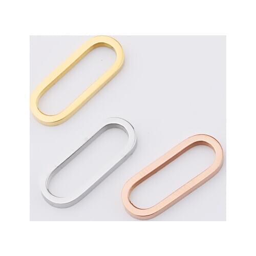 Fnixtar 20Pcs 15*6mm Hollow Oval Connector Charms Mirror Polish Stainless Steel Charms For DIY Making Necklace Braid Bracelets