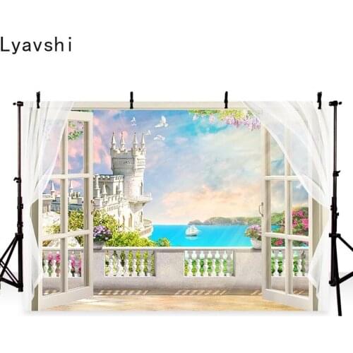 Lyavshi photography background summer theme ocean sea view room vintage castle studio photography background