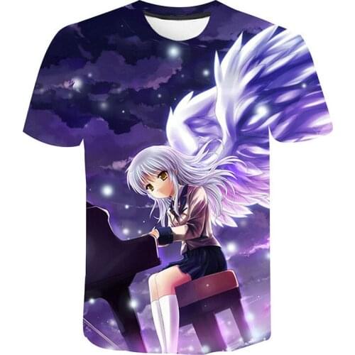 New Summer Fashion Angel Beats 2 Printing 3D T Shirt Men And Women Casual Streetwear Anime Printed T-shirt Party Gift Cool Tops