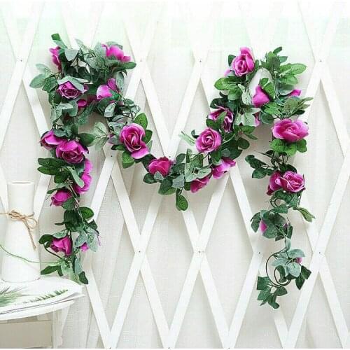 Simulated Rose Vine Green Leaf Garland Hanging Ornament Suitable for Wedding Party Garden Decoration JAN88
