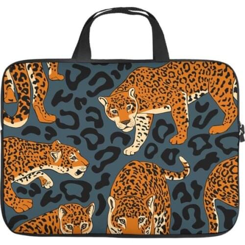 Animal Brown Leopard Laptop Bag Stylish Full Printed Notebook Protective Case Cover Water Resistant Neoprene Notebook Sleeve