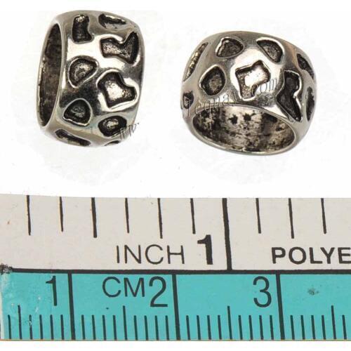 Circle Beads 9mm Large Hole Charms Bracelets Necklaces DIY Vintage Silver Metal New Year Crafts Jewelry Accesories 13*8mm 30pcs