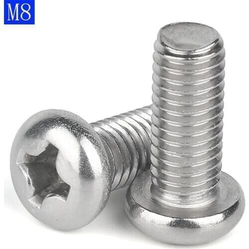 M8 X 1.25 ( 8mm ) 304 Stainless Steel Phillips Pan Head Machine Screws DIN 7985 A2-70