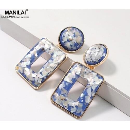 MANILAI Square Acrylic Dangle Earrings For Women Jewelry Alloy Statement Big Earrings Gift Accessories Brincos 2020