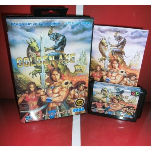 MD games card - Golden Axe III 3 Japan Cover with Box and Manual for MD MegaDrive Genesis Video Game Console 16 bit MD card