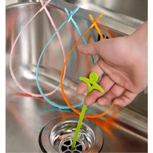 Cute Smiling Face Snake Sink Pipe Drain Cleaner 4pc/lot Small Tools Bathroom Shower Toilet Sewer Clog Hair Removal Drain Cleaner