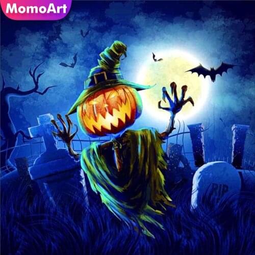 MomoArt DIY Diamond Painting Halloween Cross Stitch Set Diamond Embroidery Cartoon Needlework Mosaic New Arrival Handicraft Gift