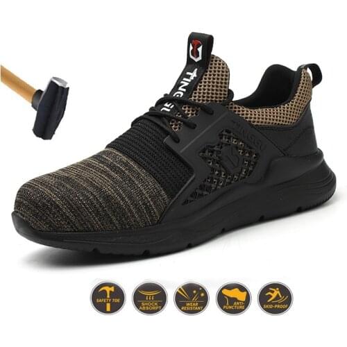 2021Summer Mens Boots Steel Head Square Stab Resistant Indestructible Safety Shoes Outdoor Wear-resistant Electrical Work Boots