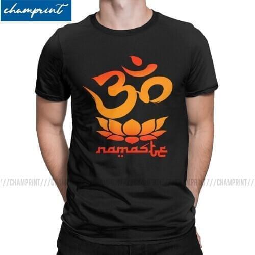 Men Namaste Symbol With Lotus Flower T Shirts Shiva Hindu Ganesha God India Lingam Clothes Leisure Tees Birthday Present