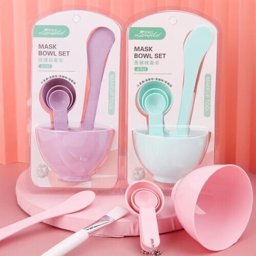 4-in-1 Mask Bowl Skin Care Tool Set 6-piece Spatula Mixing Brush Measuring Spoon Face Care Tools