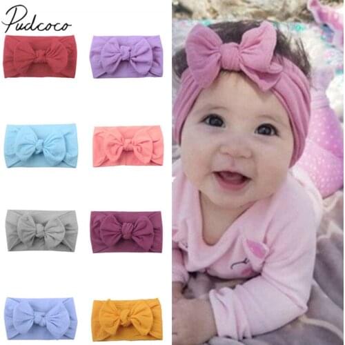 2019 Brand New Cute Kid Girl Baby Toddler Bow Headband Solid Hairbands Accessories Headwear Head Wrap Big Bow Photo Props Gifts