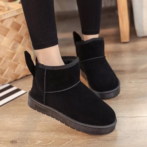New Arrival Non-slip Women Flat Snow Boots Plus Velvet Thickened Cute Ladies Winter Snow Boots Rabbit Ears Women Fashion Boots
