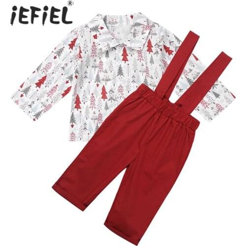 Baby Girls Clothes Christmas 2020 Outfit Toddler Kids Christmas Tree Blouse and Suspender Pants New Years Costume Children Set