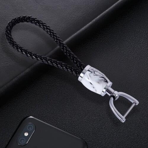 Crystal KeyChains Woven Leather Rope For Car Women Men