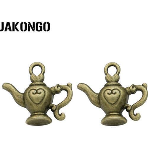 8pcs Antique Bronze Plated Zinc Alloy Teapot Charms Pendants for Bracelet Jewelry Making DIY Handmade Craft 19x21mm