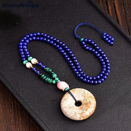 Wholesale Coral Natural Stone Pendants Safe Buckle Pendant Necklace Beads Sweater Chain Lucky for Women Women Fashion Jewelry