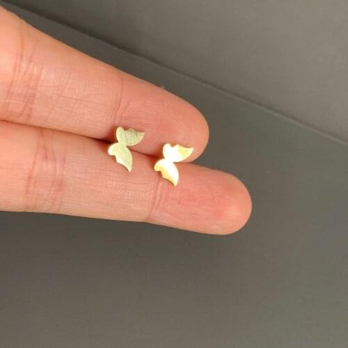 Simple Lovely Small Glossy Gold Color Butterfly Shape Stud Earring for Women Cute Animal Stainsteel Steel Ear Stud Cuff Jewelry