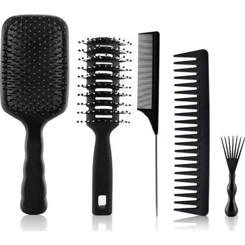 5Pcs/set hairdressing and smooth hair airbag comb oil head shape rib comb wide tooth tip tail comb