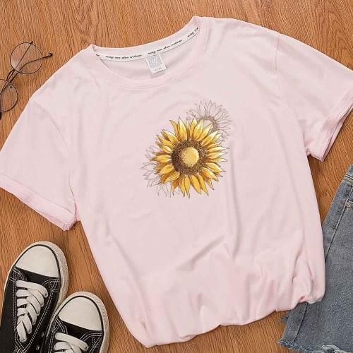 Plus Size Tops Flower Print Top Graphic T Shirts Women Short Sleeve Tops Plus O Neck Tees Tshirt Casual Lady Kawaii Sweet Girl