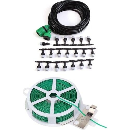 DIY Garden Patio Misting Mini Flow Drip Irrigation Misting Cooling System With Gardening Twisted Wire