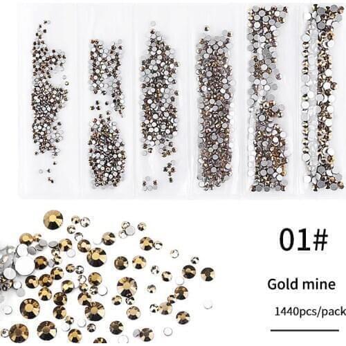 1440 pcs A six-section drill 6 sizes Flat-bottom drill Rhinestone AB drill DIY mobile phone sticker special nail sticker