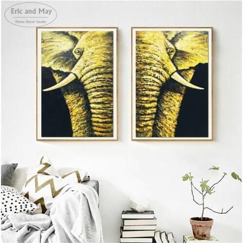 Elephant 2Pcs Set Gold Artwork Posters And Prints Wall Art Canvas Painting For Living Room Decoration Home Decor Unframed