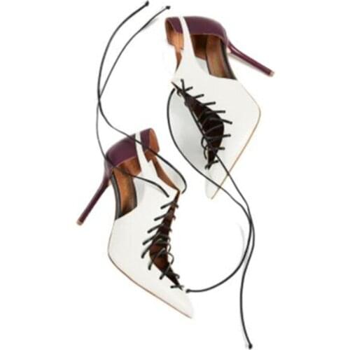 High Heel patent leather shoes Women Pointed Party Wedding Shoe Plus Size Heels 11cm Color Matching Pumps 58