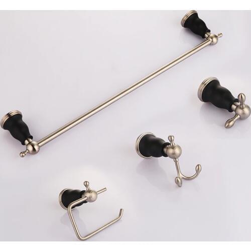 Solid brass copper Matte Black Brushed Nickel bathroom hardware set towel bar paper holder clothes hook hardware accessories