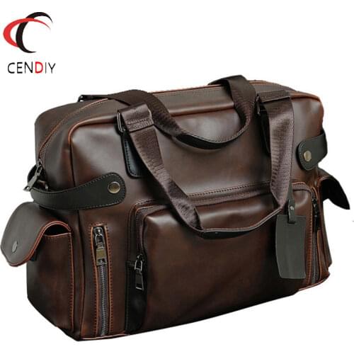 Fashion Handbag Crazy Horse Leather Men Briefcase Brand Luxury Men Messenger Bag for Men Travel Bag Male Business Shoulder Bags