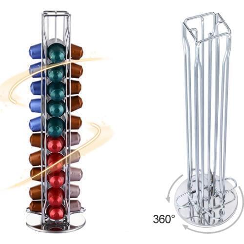 2019 Rotating Dispenser Coffee Capsules Tower Stand Coffee Pod Holder For 40pcs Nespresso Coffee Capsules Free Shipping