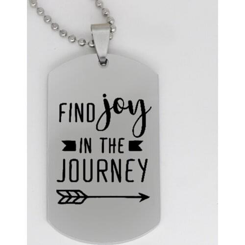 Ufine jewelry fashion inspirational pendant army card FIND joy in the journey stainless steel customed necklace N4120