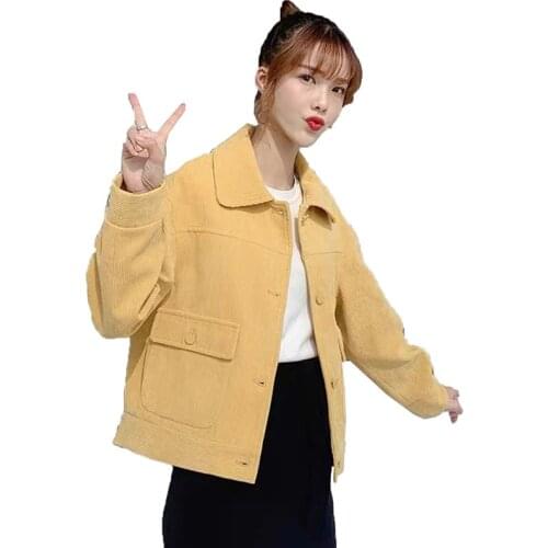 Women Corduroy Jackets 2021 New Female Spring Autumn Coats Ladies Loose Korean Version Fashion All-match Corduroy Overcoat D806