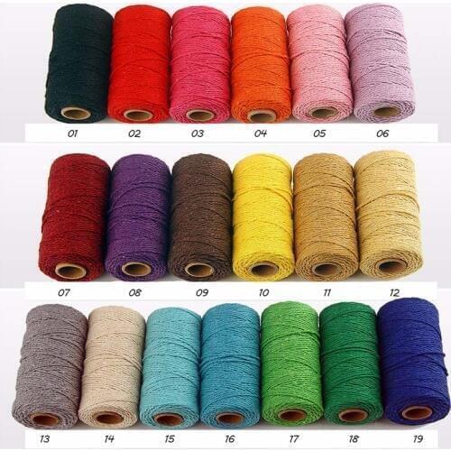 100m/roll Double strand cotton yarn Sewing Thread Twisted Macrame Cord Artisan String rope DIY Wedding Decor Supplies 19 Colors