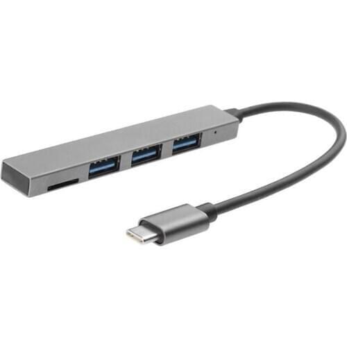 4 in 1 USB 3.1 Type-C Hub To USB 3.0 Magnesium Alloy Hub with TF Reader Slot 3 Port for MacBook Pro/Air 2018