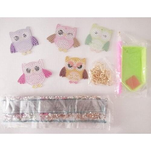 Diamond Keychain Fashion Pattern owl Keyring Bag Pendant 5D Diamond Painting Golden key ring Christmas gift For Home Decor