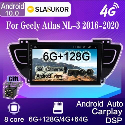 Android 10 For Geely Atlas NL-3 2016-2020 Car Radio Multimedia Video Player Navigation GPS Stereo Receiver CarPlay Android AUTO