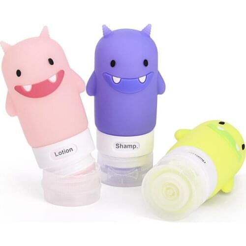 60/80/90ML Food-grade Silicone Bottles Makeup Shampoo Shower Gel Lotion Sub-bottling Tube Cute Travel Squeeze Empty Bottle