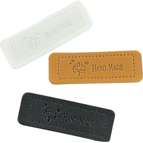 48Pcs/Lot Love Tree Hand Made Leather Tags Hat Labels For Clothes Handmade Bag Tag Custom Gift Sewing Leather Diy Labels Shoes