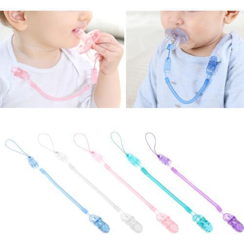 New 5 Colors Baby Infant Toddler Dummy Pacifier Spring Soother Nipple Clip Chain Holder Strap