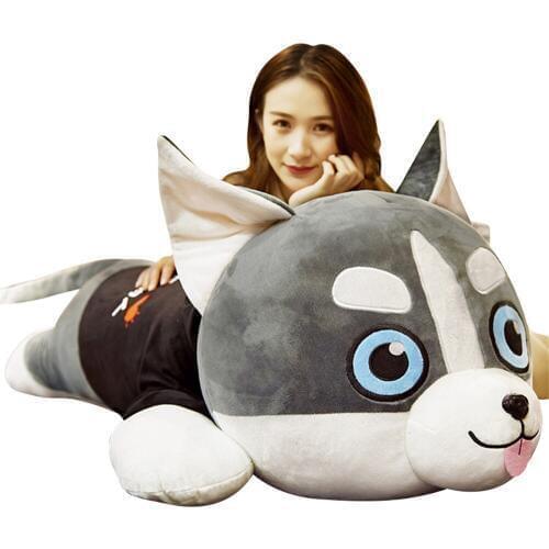 Fancytrader 67'' Cute Giant Cartoon Husky Plush Toy Stuffed Animal Dog Doll Hugging Pillow Kid Gift Home Deco 170cm 10 Models