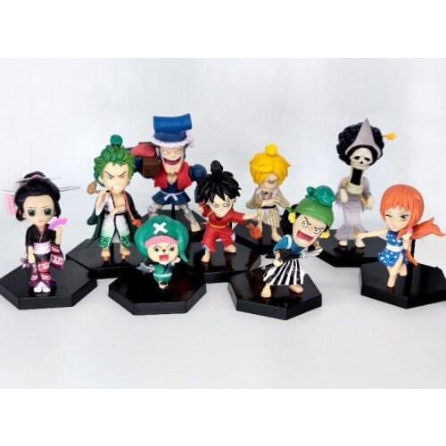 9pcs/set One Piece Anime Figure Luffy Roronoa Zoro Nami Boa Hancock Sanji Q Version PVC Action Figure Dolls for Children Toys