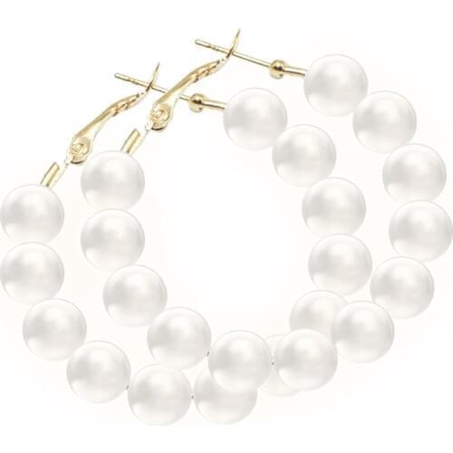 Fsgz New 2021 Pearl Earring Hoop Exaggerated Circle Earrings Fashion Ears Jewelry Multisize Pearls Beads Ear Ring Accessories