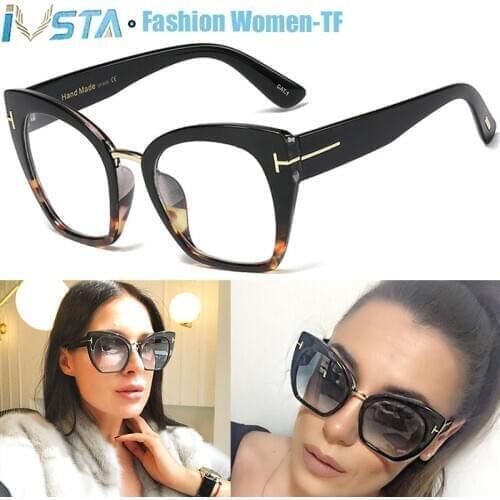 IVSTA TF08467 Cat Eye Glasses Frame Women Computer Myopia Spectacle Frames Oversized Big Trending Prescription Brand Nerd