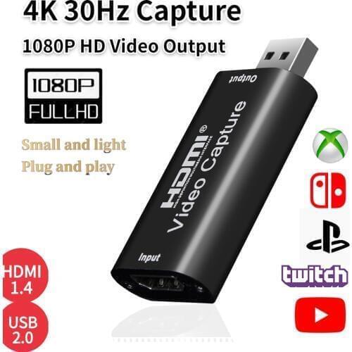 Mini USB 2.0 HDMI Video Capture Card 1080P Video Grabber Record Box fr PS4 Game DVD Camcorder HD Camera Recording Live Streaming