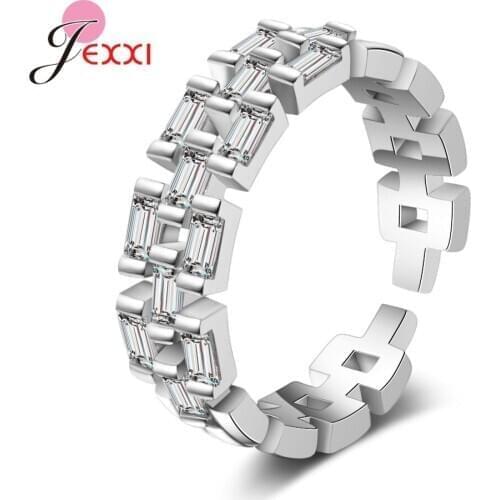 Korean Adjustable Simple Women 925 Sterling Silver Rings Engagement Wedding Promise Ring New Statement AAA Zircon Fine Jewelry
