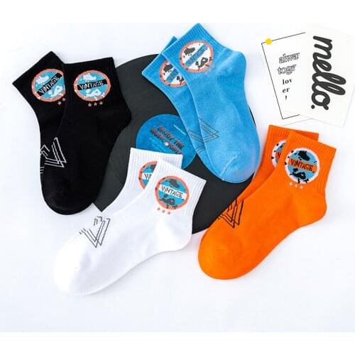 3Pairs Ankle Short Street Fashion Socks Cotton Vintage Globe Earth Hipster Shawn Yue Edison Chen Three Triangles Delta Square